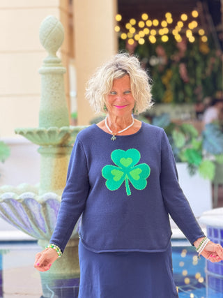 NAVY SHAMROCK SWEATER LULU-B