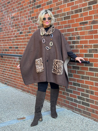 Whisper of the Wild: The Leopard Pocket Winter Cape