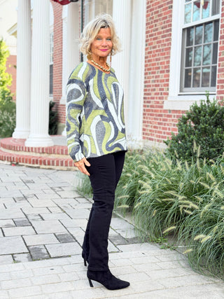 Ethyl The Razzle V Sweater - Bespoke GREEN ETHYL JEANS