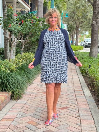 LULU-B BRIGHTEN BLUE SHIFT RUFFLE DRESS