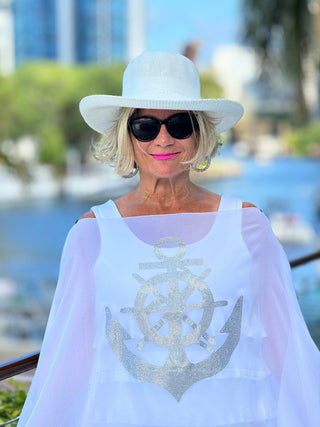 SWAROVSKI CRYSTAL WHITE ANCHOR STATEMENT TOP