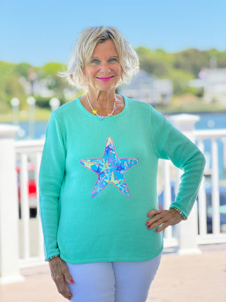 BEACH CLUB SEAFOAM STARFISH SWEATER LULU-B