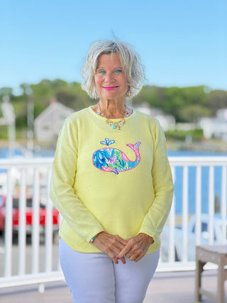 BEACH CLUB YELLOW WHALE SWEATER LULU-B