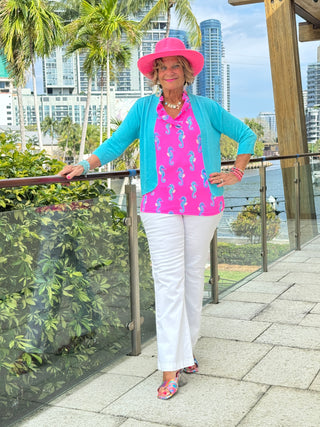 LULU B SEAHORSE BAY SLEEVELESS RUFFLE TOP