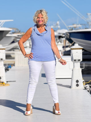 NAUTICAL BLU SLEEVELESS RUFFLE LULU-B