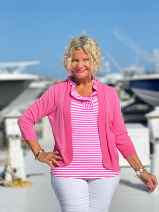MARINA PINK STRIPE RUFFLE TOP LULU-B
