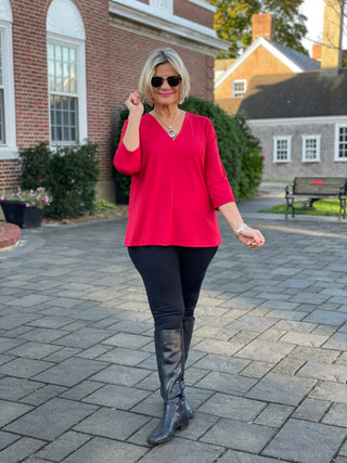 LULU-B RED TAILORED V SLEEVE TOP