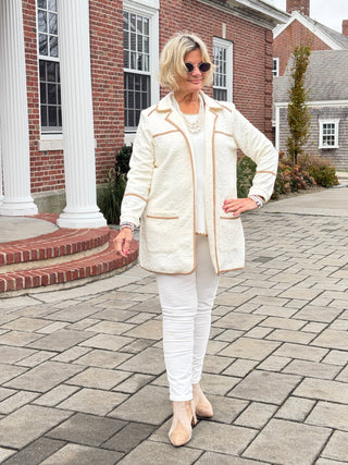 Piping Quilted Shearling Jacket Cathys Place