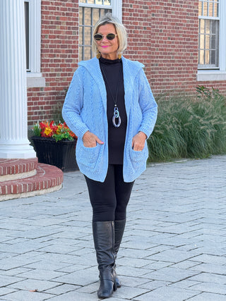 CARDIGAN PLUSH SOFT BLUE CARDIGAN SWEATER