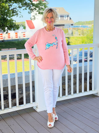 BEACH CLUB PINK CAPE COD MAP SWEATER LULU-B