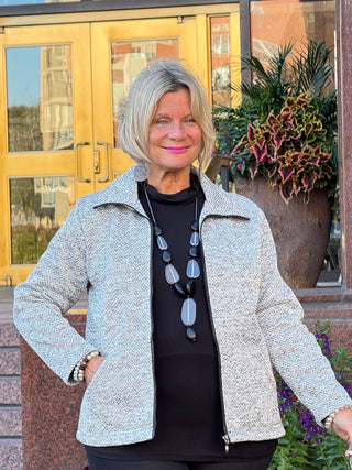 STYLING TWEED FULL ZIPPER JACKET