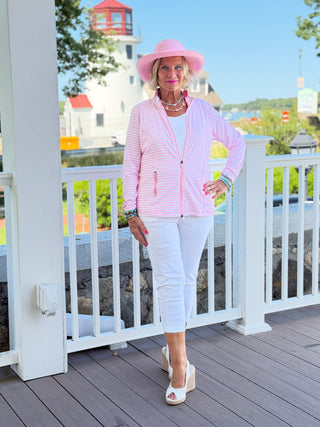 DOCKSIDE PRETTY PINK FULL ZIPPER JACKET LULU-B
