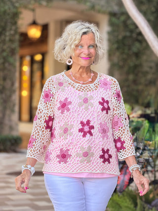 Floral Hand-Crochet Top - Carnation CHARLIE B