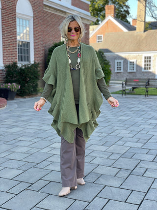 HOLIDAY OLIVE RUFFLE WRAP