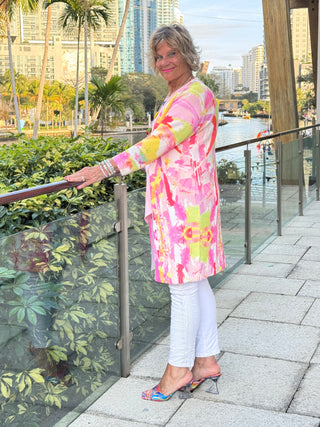 ETHYL PINK WATERCOLOR CARDIGAN