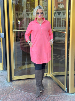 Lulu-b half zipper Salmon scuba dress