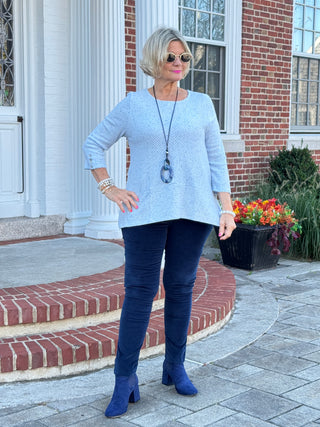 Women's Speckled Heather Rib Knit Top BLUEBELL