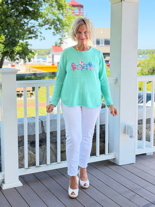 BEACH CLUB SEAFOAM ADIRONDACK SWEATER LULU-B