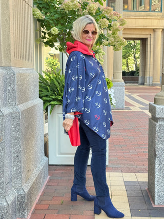 Navy / Red Reversible Rain Cape - Anchor Collection