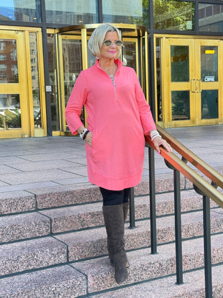 Lulu-b half zipper Salmon scuba dress