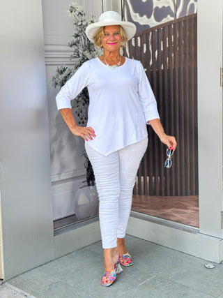 WHITE ASYMMETRIC TOP