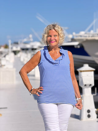 NAUTICAL BLU SLEEVELESS RUFFLE LULU-B