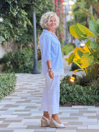 SEERSUCKER LACE TOP Cathys Place