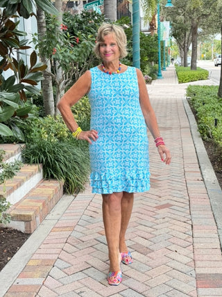 LULU-B OCEAN MILE SHIFT RUFFLE DRESS