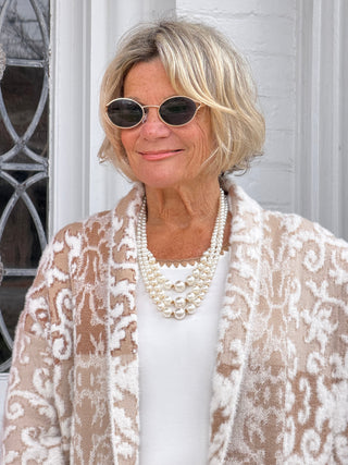 Women's Eyelash Scroll Jacquard Cardigan Cathys Place