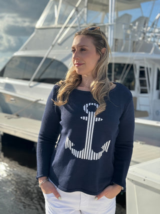 NAVY ANCHOR SWEATER