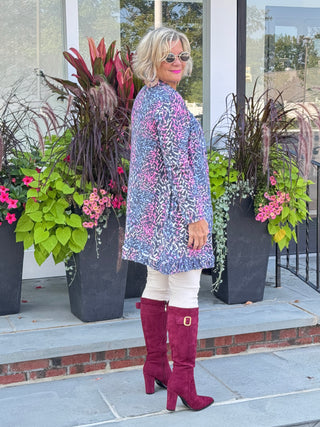 SHADES OF BLUE  ROUGED CARDIGAN