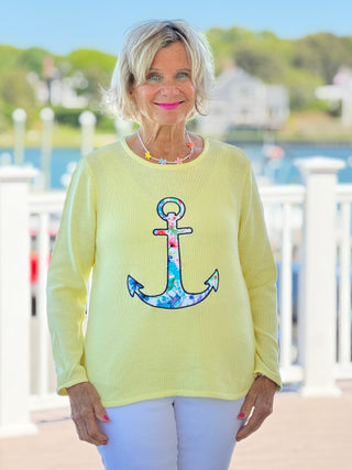 BEACH CLUB YELLOW CAPE COD ANCH0OR SWEATER LULU-B