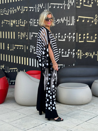 BLACK AND WHITE POKA DOT PALAZZO