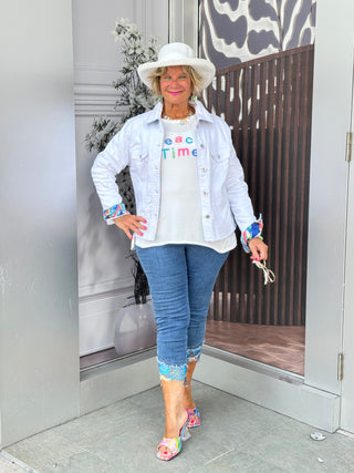 LULU-B WHITE BEACH TIME SWEATER