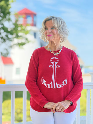 DOCKSIDE RED NAUTICAL STRIPE ANCHOR LULU-B