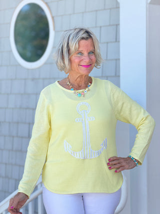 DOCKSIDE NAUTICAL YELLOW STRIPE ANCHOR Cathys Place