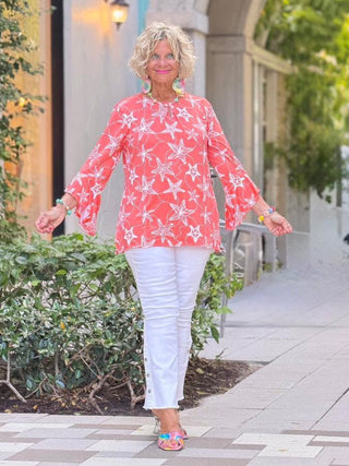 Cropped Bootcut Twill Jeans With Side Snaps CHARLIE B