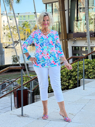 LULU B PARADISE GARDEN V NECK  TOP LULU-B