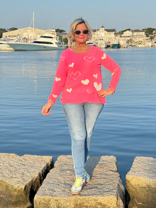 HOT PINK HEART SWEATER