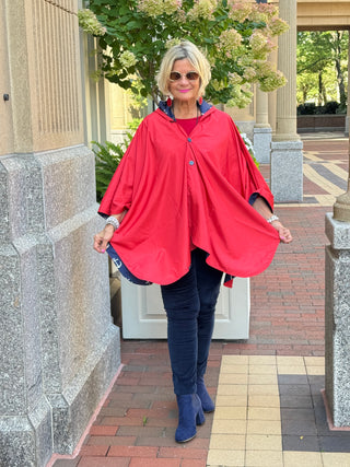Navy / Red Reversible Rain Cape - Anchor Collection