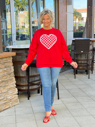 Gingham Heart Luxe Pullover Cathys Place