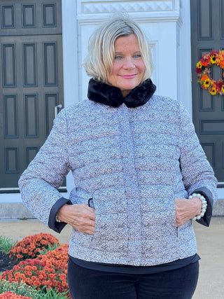 LULU-B SAFARI BLACK AND BEIGE FAUX FUR JACKET