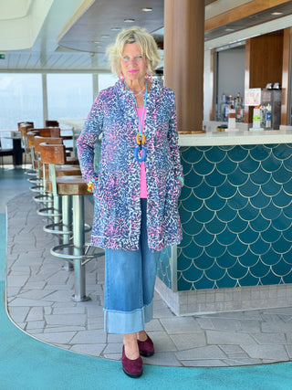 LULU-B SHADES OF ROYAL ROUGED CARDIGAN LULU-B