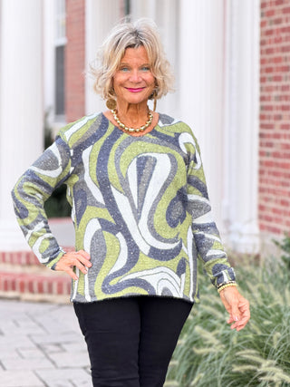 Ethyl The Razzle V Sweater - Bespoke GREEN ETHYL JEANS