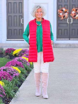 Women's Luster Chenille V-Neck Cable Sweater EMERALD Cathys Place