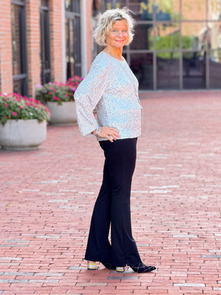 LONG SLEEVE CREW NECK SEQUIN BOXY TOP Cathys Place