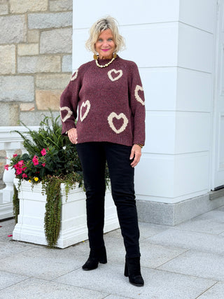 Heart Mock Neck Knit SweateR CHARLIE B