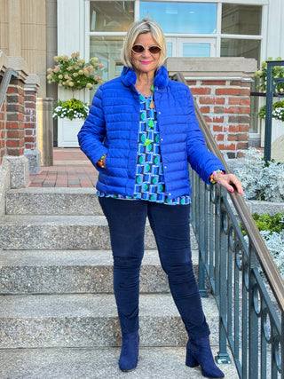 LULLU-B COBALT FAUX FUR PUFFER