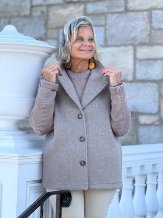 Wool Blend Jacket with Rib Knit Sleeves CHARLIE B