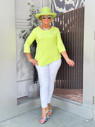 LULU-B LIME ASYMMETRIC TOP